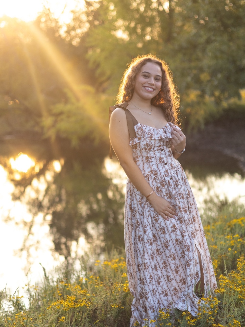 Dry Goods Cream Maxi Dress with Brown Floral Print
